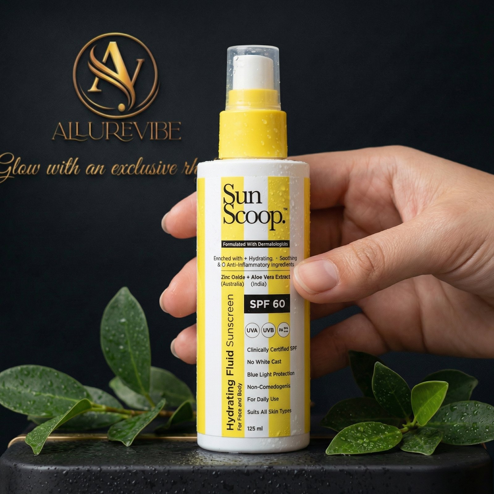 SunScoop Hydrating Face & Body Fluid Sunscreen Spray, SPF 60 PA++++, Sunscreen for Dry & Oily Skin (125ml)